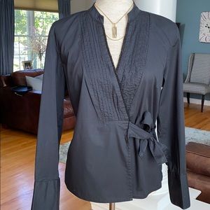 Garnet Hill Beaded Wrap Blouse